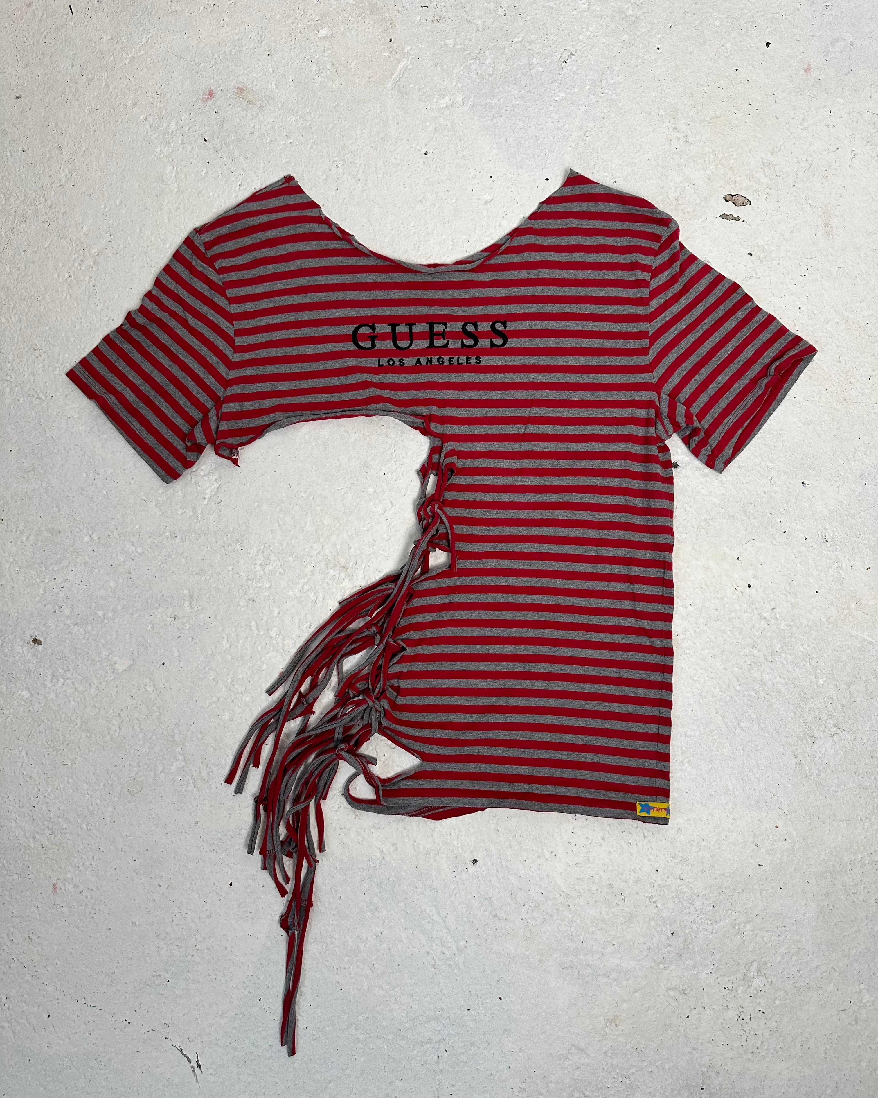 Red/Grey Stripe Fringe Tee (XS)