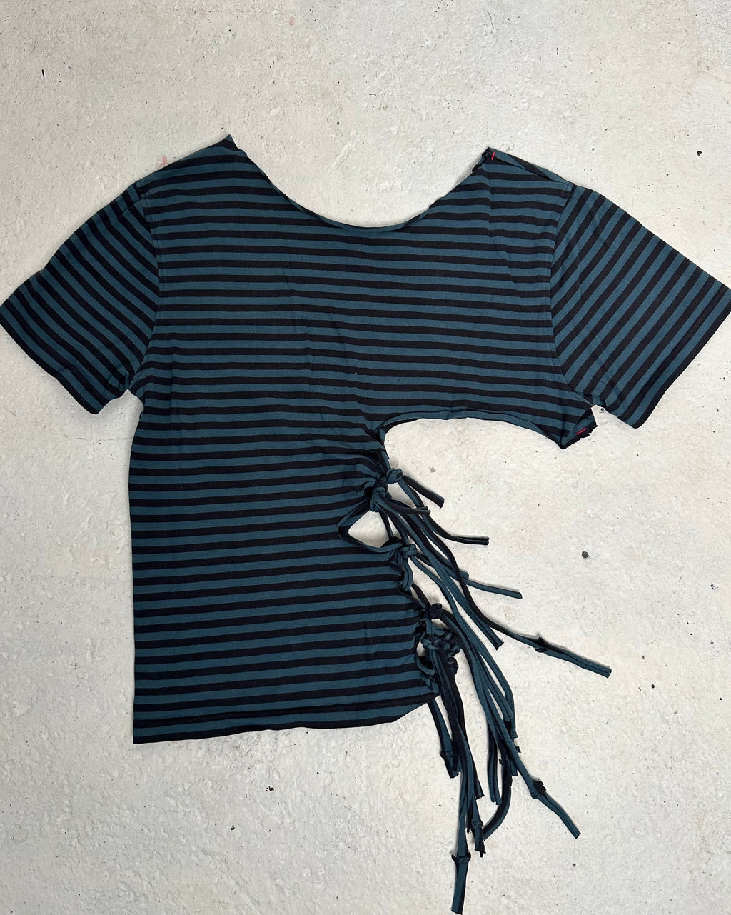Teal Stripe Fringe Tee (S)