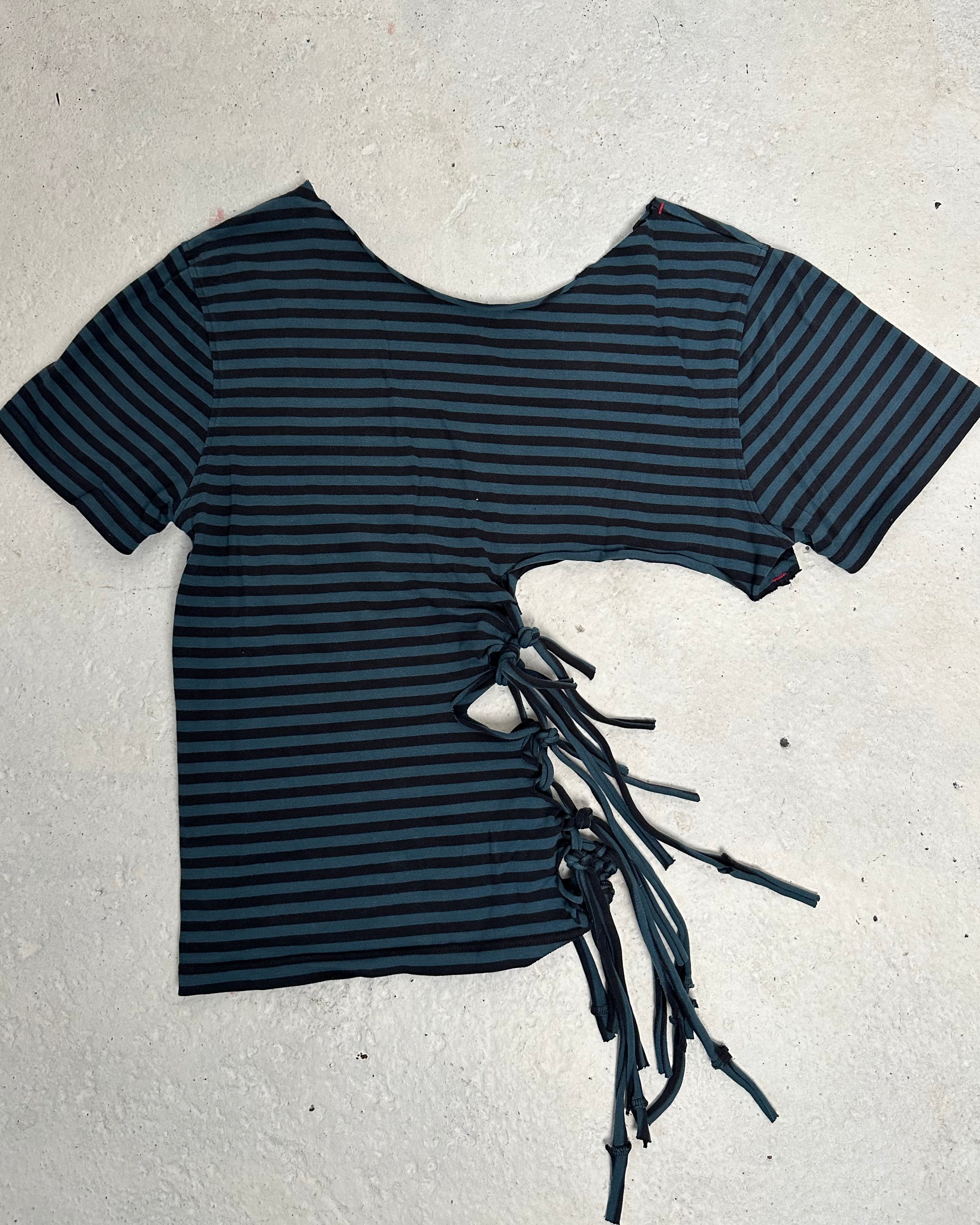 Teal Stripe Fringe Tee (S)