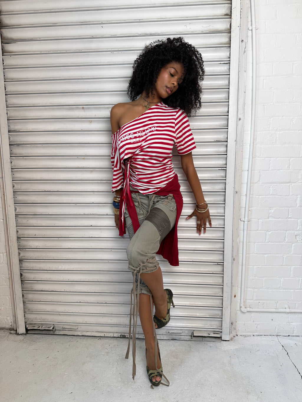 Red Stripe Fringe Tee (XS)