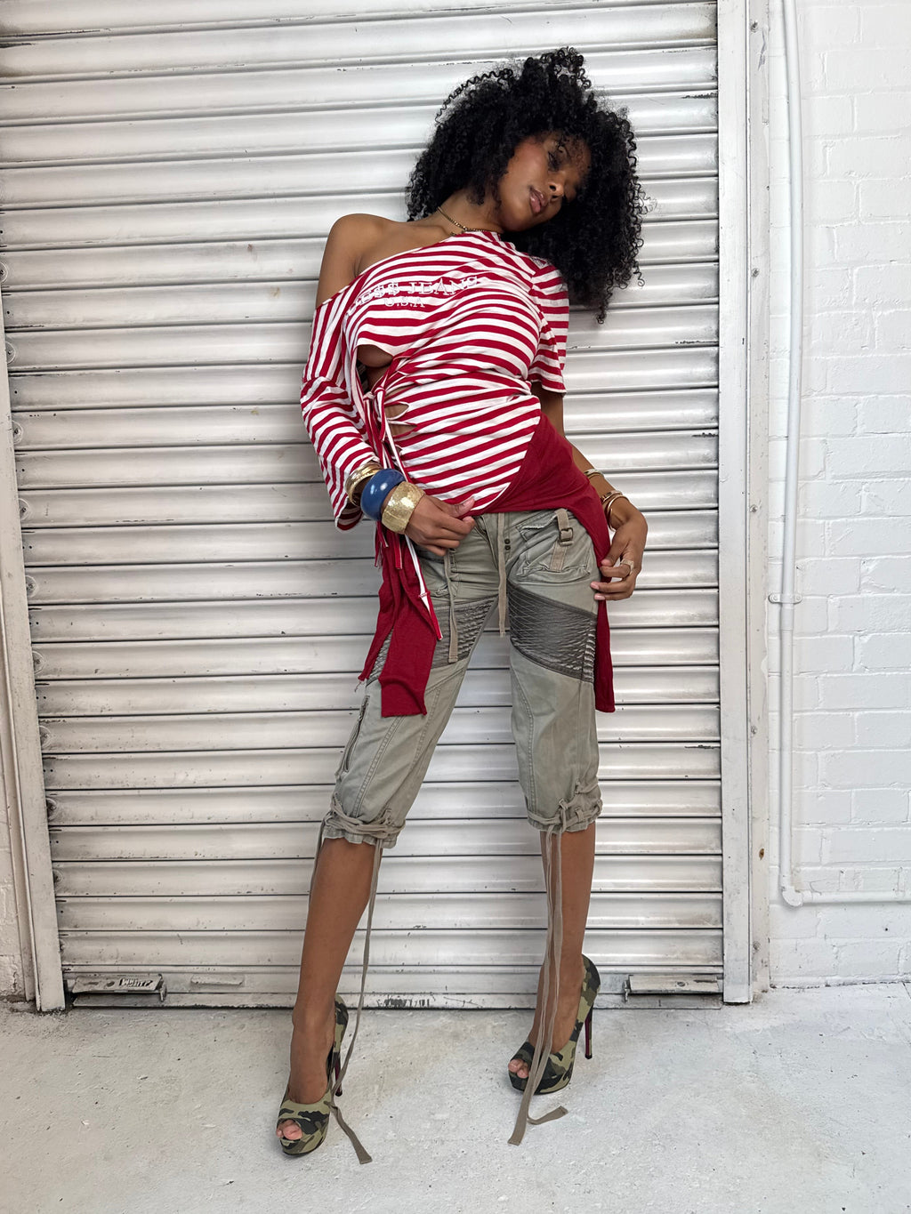 Red Stripe Fringe Tee (XS)