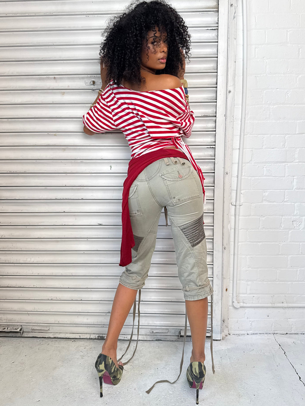 Red Stripe Fringe Tee (XS)