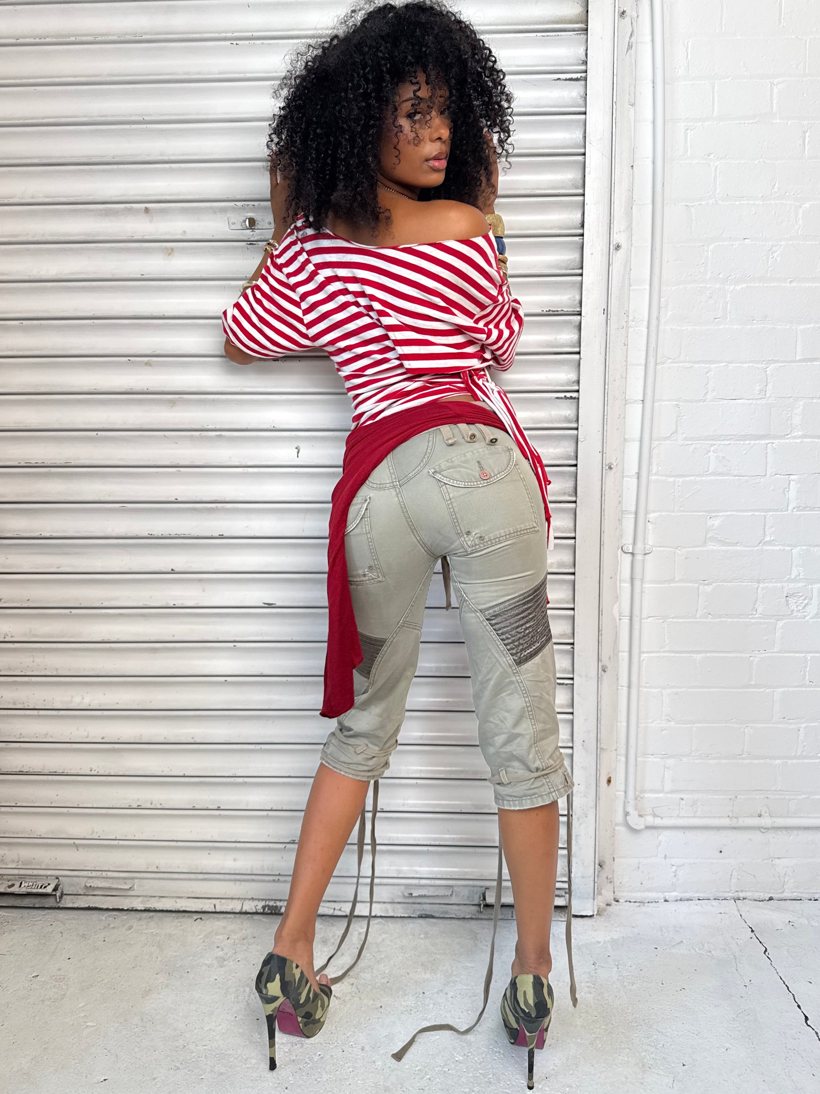 Red Stripe Fringe Tee (XS)