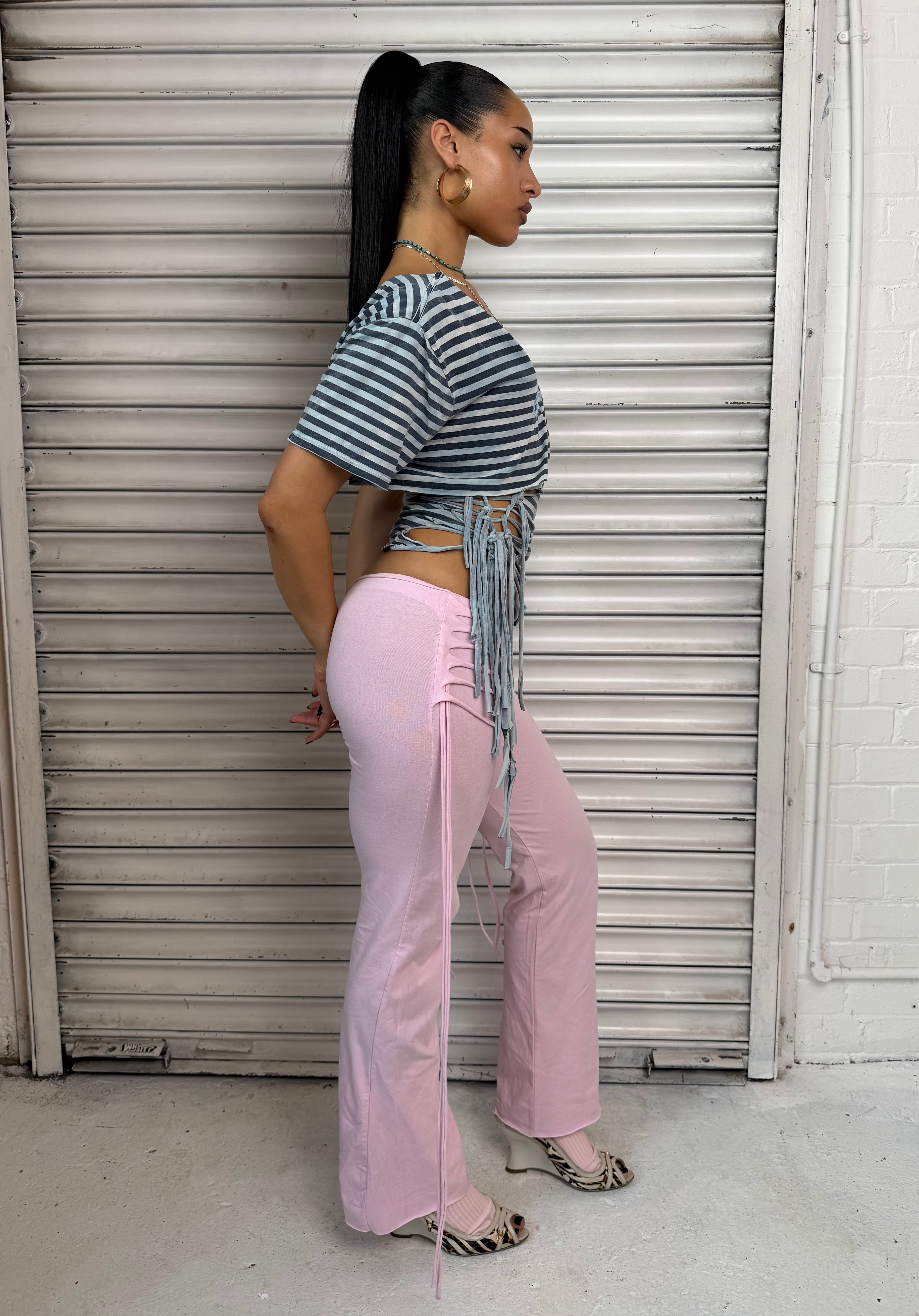 Blue Stripe Fringe Tee (S)