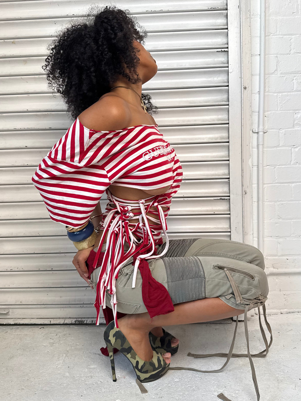 Red Stripe Fringe Tee (XS)