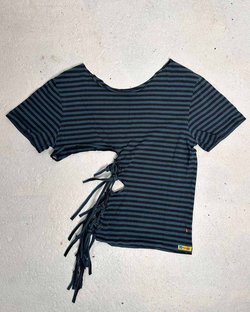 Teal Stripe Fringe Tee (S)