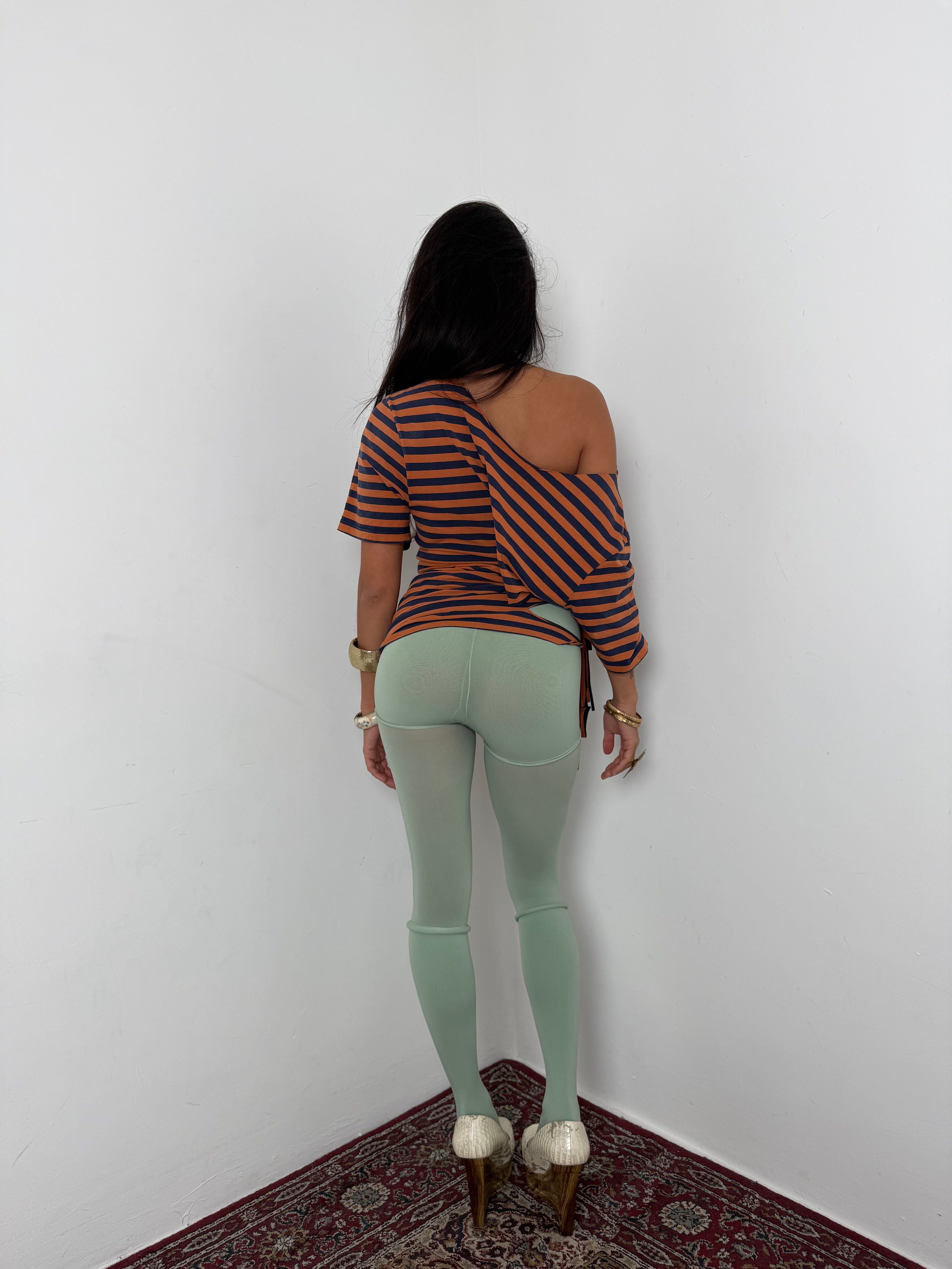 Orange Stripe Fringe Tee (XS)