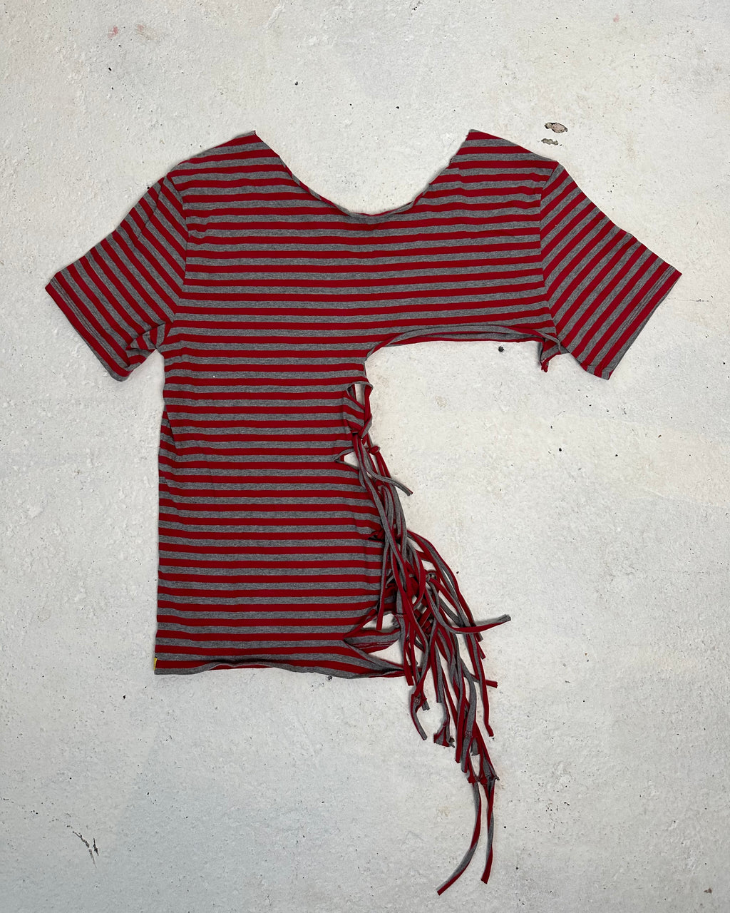 Red/Grey Stripe Fringe Tee (XS)