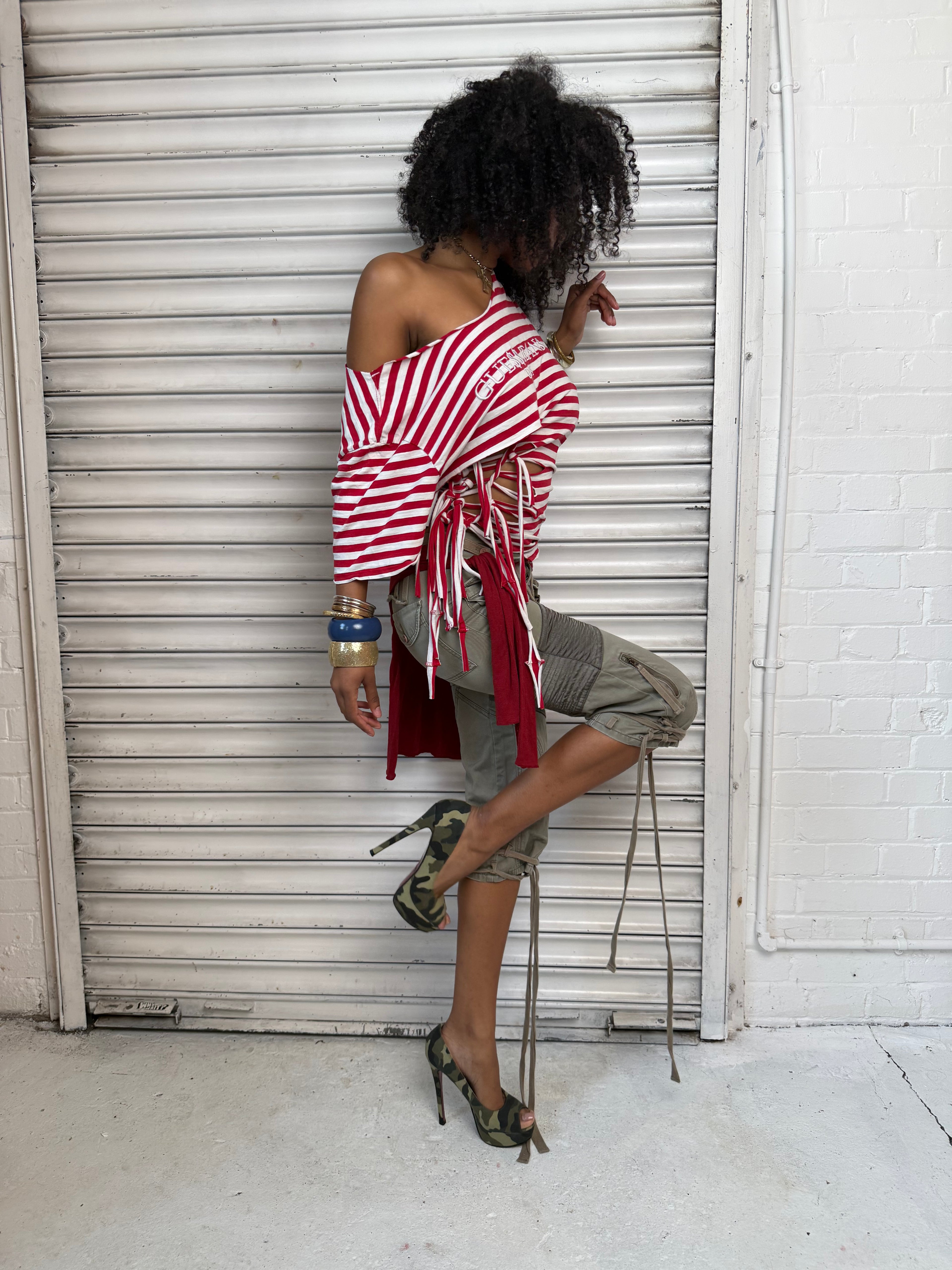 Red Stripe Fringe Tee (XS)