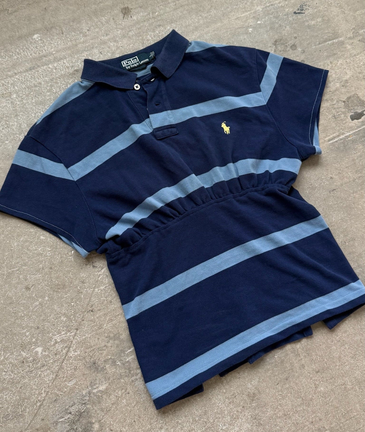 Navy Stripe Reworked Polo