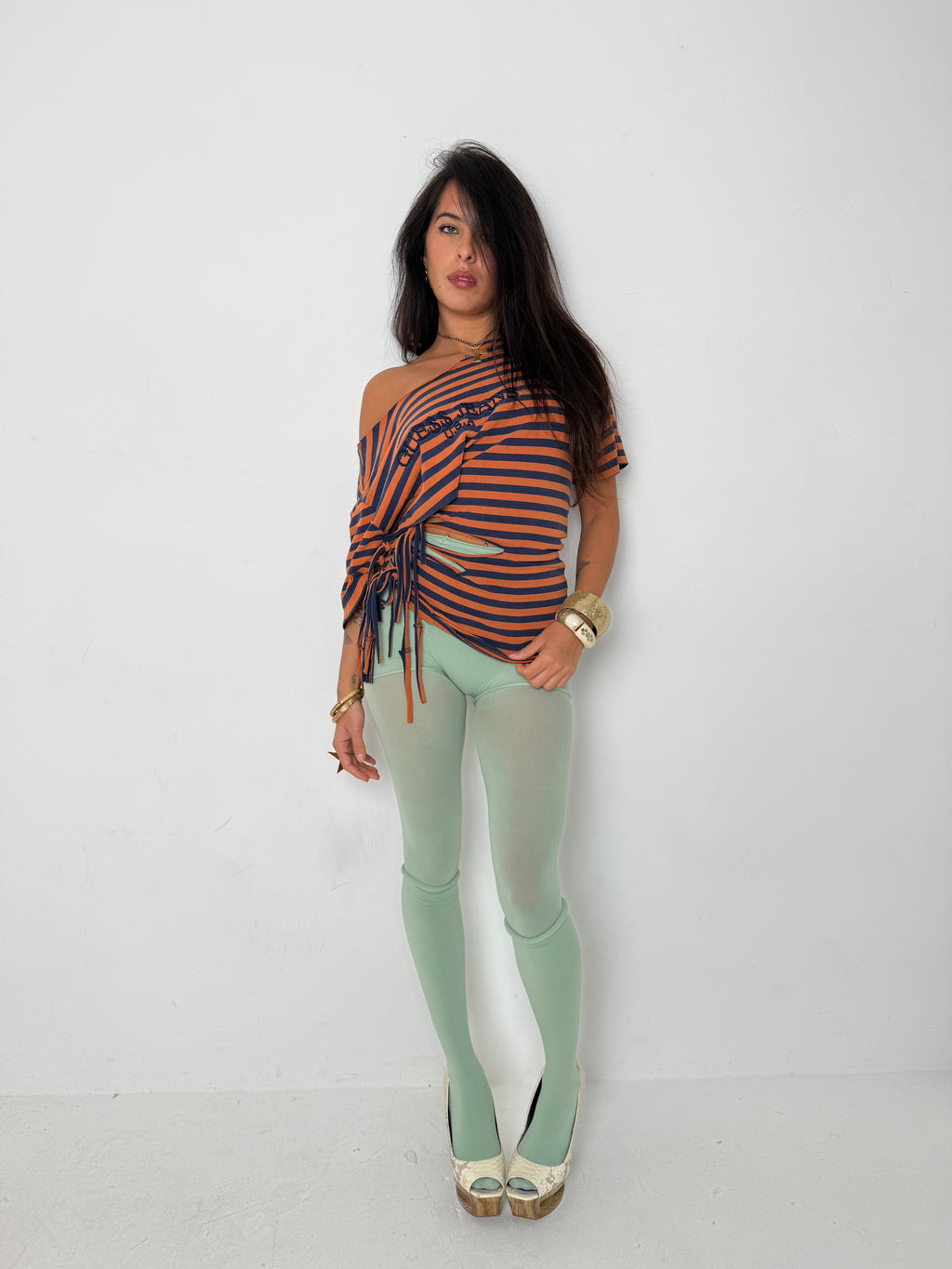 Orange Stripe Fringe Tee (XS)