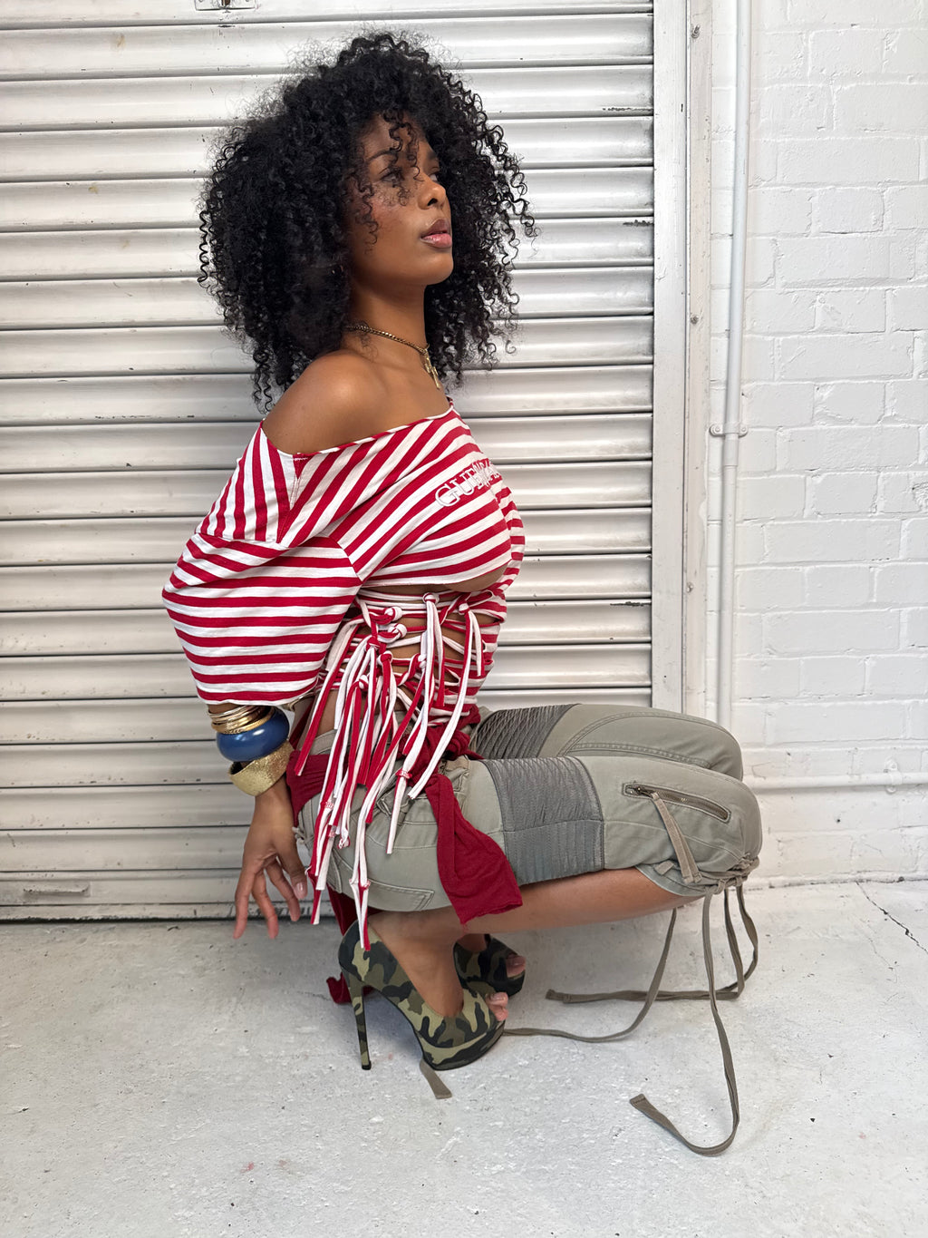 Red Stripe Fringe Tee (XS)